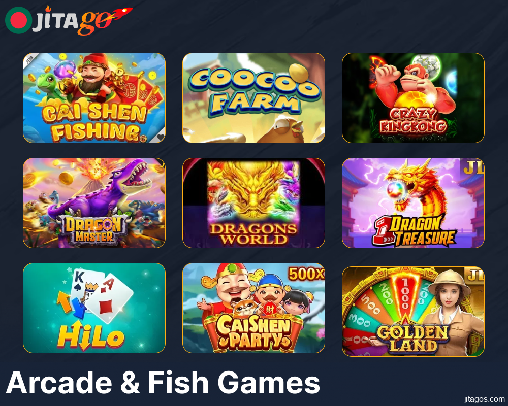 Top arcade and fish games available on Jitago for players from Bangladesh
