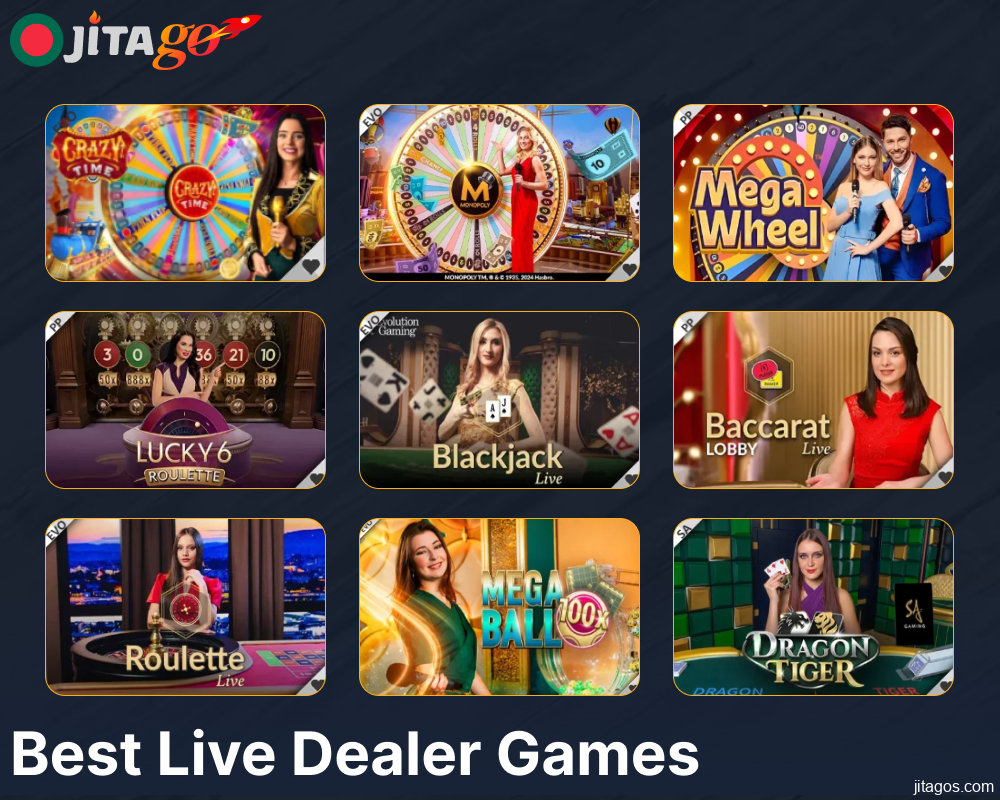 Top live dealer games available on Jitago for players from Bangladesh