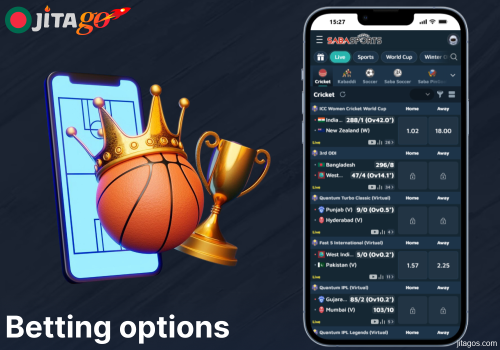 Options available for Bengali bettors on Jitago betting site