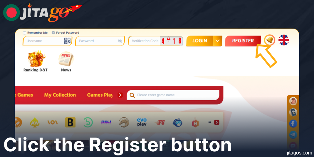 Click the Register button on Jitago