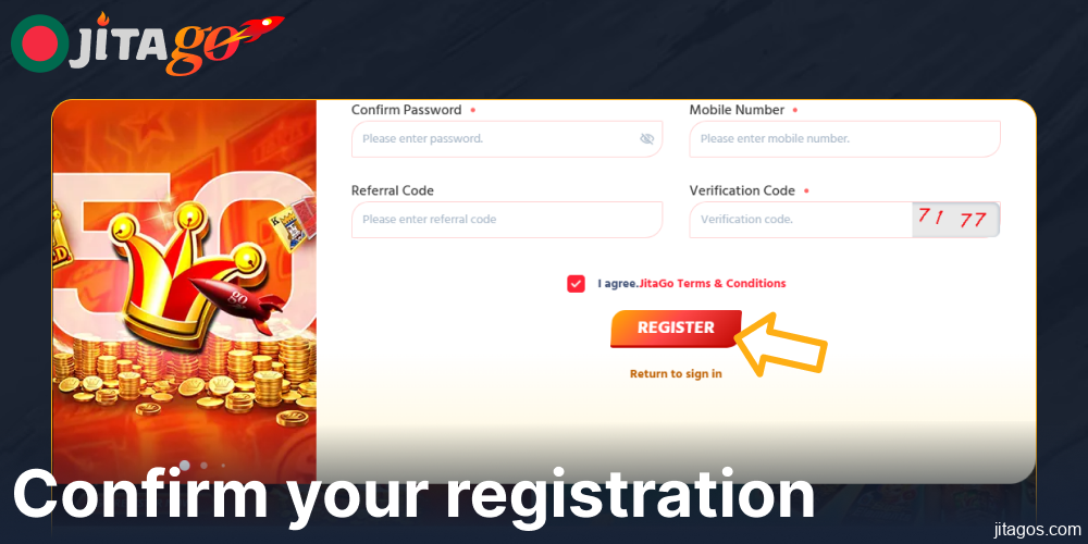Confirm your registration on Jiatgo