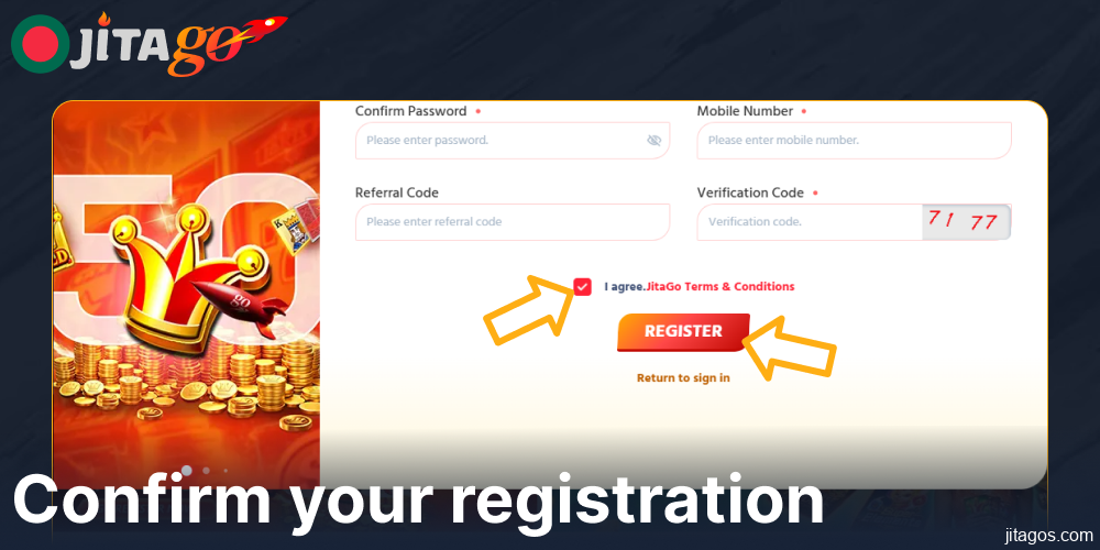 Confirm your registration on Jitago