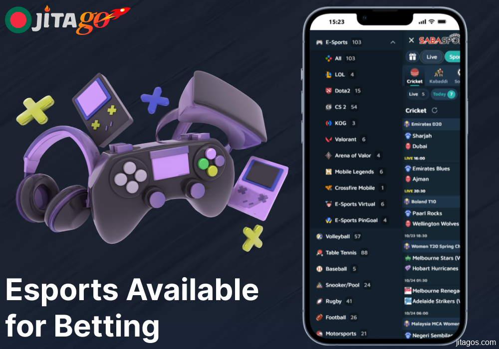 Esports betting options available on Jitago for Bengali players