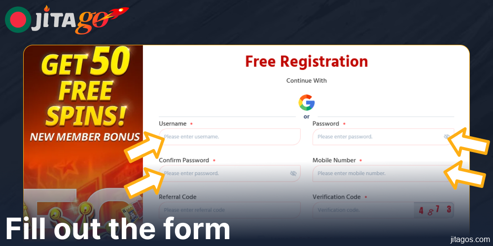 Fill out the form on Jitago