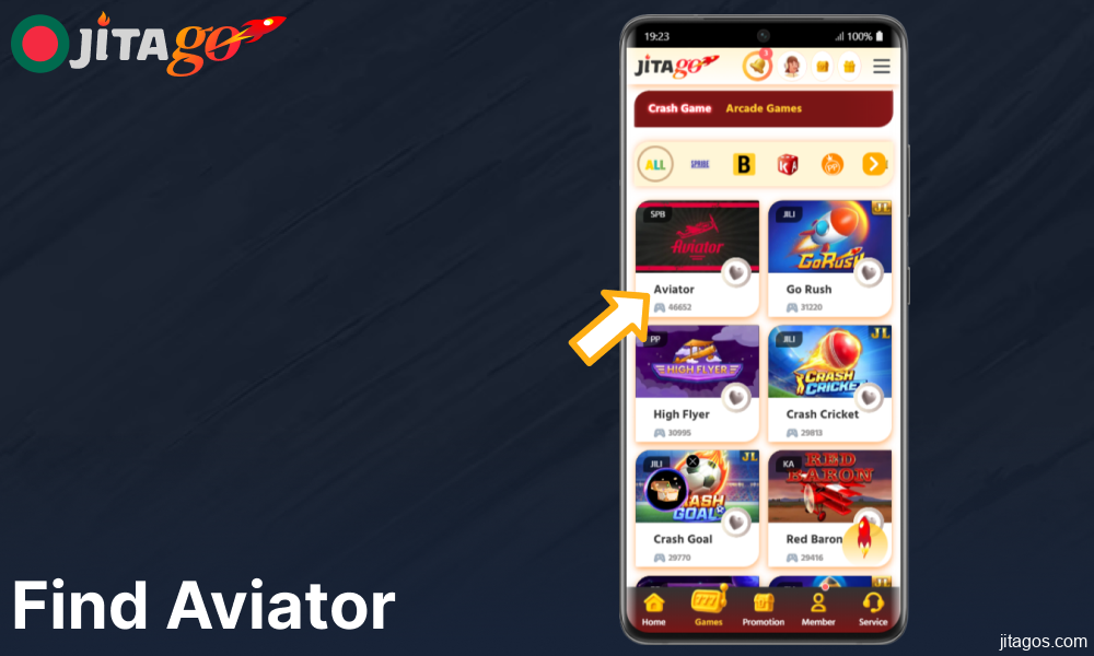 Find Aviator game on Jitago