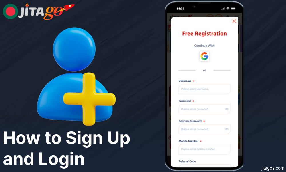 Guide on signing up or logging in on Jitago online casino