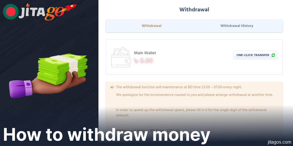 Guide on withdrawing funds from Jitago for players from Bangladesh