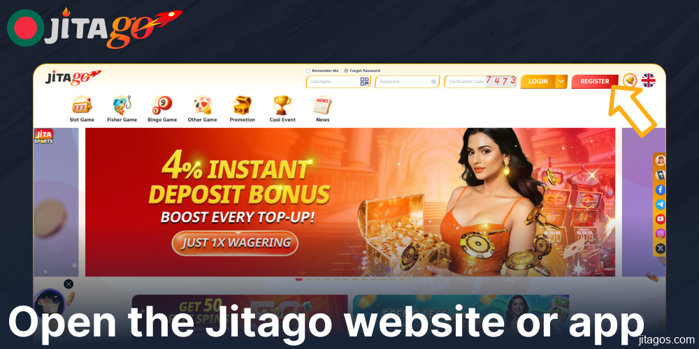 Open the Jitago website or app