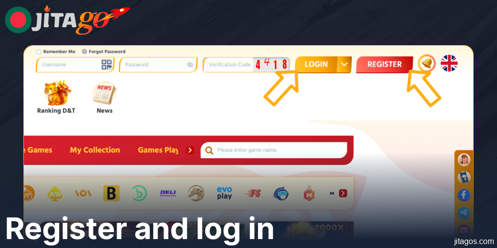 Register and log in on Jitago