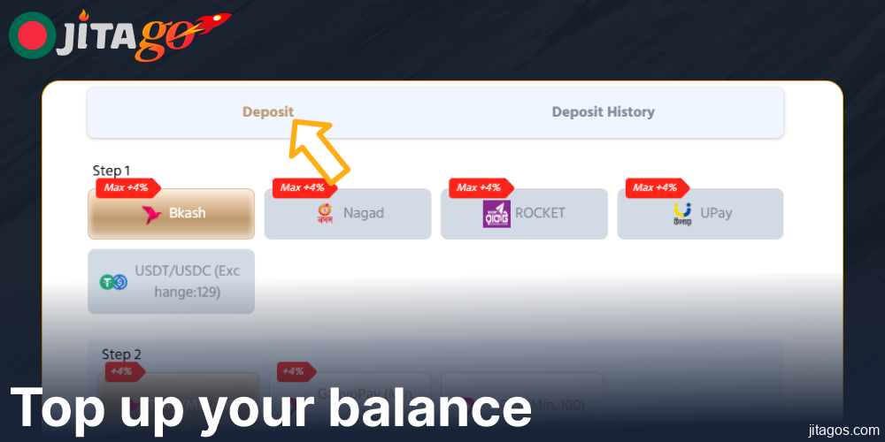 Top up your balance on Jitago