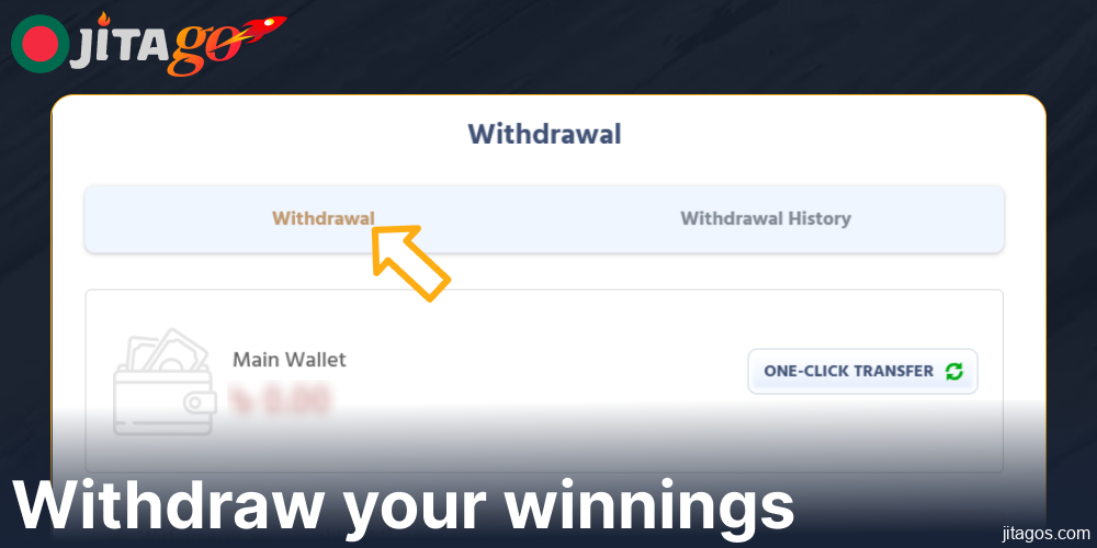 Withdraw your winnings from the Jitago website